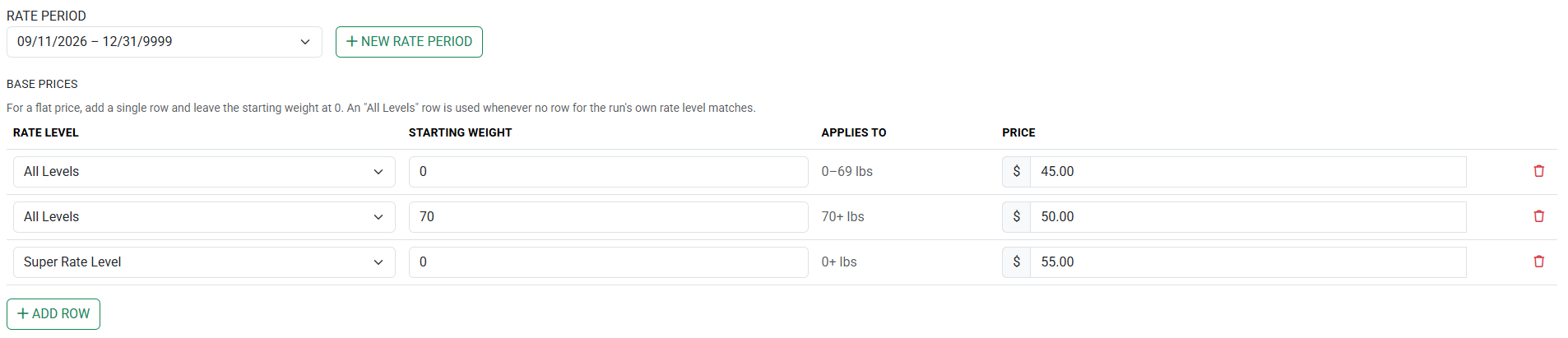 Facility Services Price Configuration