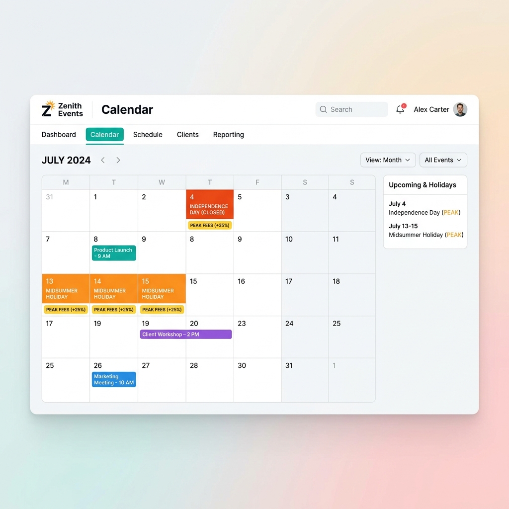 Holiday Calendar Grid